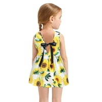 1-6Y Toddler Baby Kids Girls Neieveless Ispiši suncokretov suknje Princess haljine odjeća