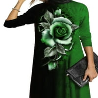 Bomotoo žene kaftan midi haljina cvjetna print casual a-line haljine za odmor slobodno visoki vrat zeleni s