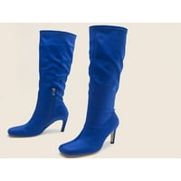 WAZSHOP WOMENS Cipele Square Toe Boot Stiletto pete Zimske čizme Udobne koljena Visoke dame patentni