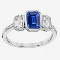 Harry Chad Enterprises 2. CT Emerald Diamond Bezel set plavog kamenog stila Sapphire prsten, veličina 6.5