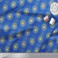 Soimoi Blue Rayon Crepe tkanina umjetnička cvijeta Mandala tiskana zanata tkanina od dvorišta široka