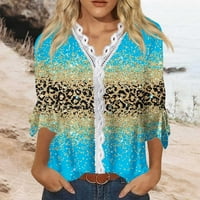Mgaohoen dukseri za ženske bluze tunika čipke trube dugih rukava plus veličina labavog fit majica V