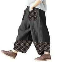 Leuncero Fashion Women Ljeto široko noga elastični visoki struk tiskani boho hipi džepovi Palazzo hlače