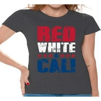 Awkward Styles Red White & Cali košulje za žene California Thirt 4. srpnja Košulje za žene USA zastava
