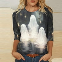 Trendvibe Halloween Bluze za žene Ležerne prilike Comfy Crew Crt Tees Rulleve Pulover Halloween Graphic
