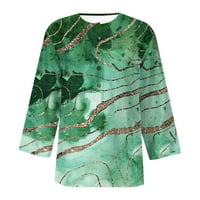 Zeleni vrhovi za žene Ljetne blube za žene Ženska modna casual rukava majica T-majica Print TOP bluza