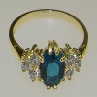 10k žuto zlato prirodni London Blue Topaz i Cubiczirconia ženski klasični prsten - veličina 5.75