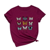 Rutainlusire Womens vrhovi ženskog casual labavog leptirskog tiska na vrhunske majice