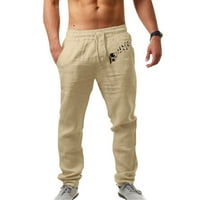 Modne muške casual pantalone ispisane posteljine džepove čipke hlače velike veličine hlače