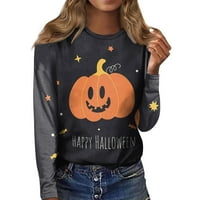 Majice s dugim rukavima za žene stabilna odjeća Ženska povremena moda Halloween Print Dugi rukav O-izrez