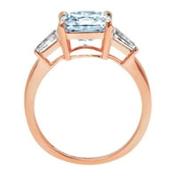 3.5ct jastuk rezan plavi simulirani dijamant 14k ružičasto zlato Angažovanje kamena prstena veličine