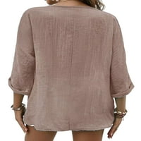 Paille ženske majice V izrez za dugih rukava bluza Lagana radna tunika košulja Pink XL