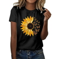 Suncokret tiskani O vrat majica za žene labave fit cvjetne tiskane majice za majicu