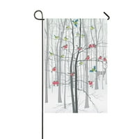 Zimske ptice na banner zastava breze drveća