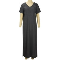 Haljine za prodaju za žene Kratki rukav Čvrsta boja okrugli vrat Maxi Split Loop Fit Y2K moda Elegantni