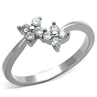 Alamode TK1333 - Ženski prsten od nehrđajućeg čelika od nehrđajućeg čelika sa AAA CRT CZ-a jasno - veličina