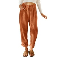 Casual pantalone za ženske džepove za koluboy obrežene ravno hlače za noge Elegantne casual pantalone