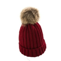 Žene Zimska puna boja pompom pletena pašnjačka šeširka gusta toplo rastezanje skijaških kapa