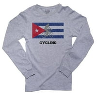 Kuba olimpijski - biciklizam - zastava - silueta muške majice dugih rukava