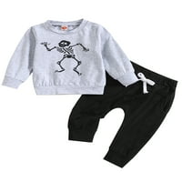 Toddler Baby Boys Halloween Outfits skelet s dugih rukava Ispis dukserice i vučne hlače za pantalone