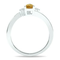 Ženski citrinski i dijamantski tierra prsten u bijelom zlatu od 10k
