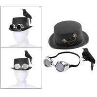 Deluxe crna parni parnim parom gornjim šeširom sa naočarima formalno za