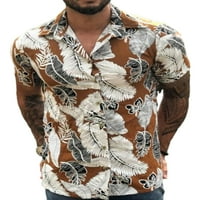 Glookwis Men rever na vratu Havajska majica Loose Regular Fit Ljetne košulje Majica kratkih rukava Majica