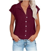 Fjofpr Womens T košulje kratkih rukava u majici za žene za žene Solid Boja V-izrez Loose Basic Bluze
