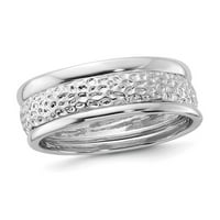 Teksturirani i polirani srebrni prsten Sterling