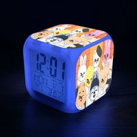 Rush Cartoon Animacija Budilica 7-boja LED Cvjetni sat Digitalni budilnik s vremenom, temperaturom,