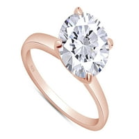 3. Arat Moissite Solitaire zaručni prsten za žene, vjenčani vend Sterling srebro sa 18K ružom pozlaćenim