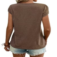 Avamo Women Majica V izrez Ljetni vrhovi Solid Boja T Košulja Dame Casual TEE Holiday Tunic Bluza Dark Brown M