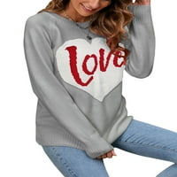 SUNISERY Ženski pulover zaljubljenih zaljubljenih dugih rukava CREWNECK Slatko srce pleteni džemper