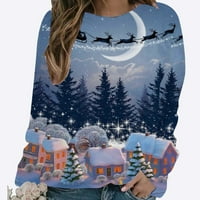 GUZOM božićne dukseve za žensko-posadu izrez pulover dugih rukava labave fit smiješne tiskovne majice