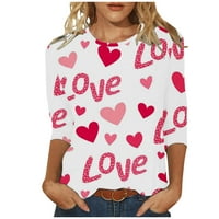 Valentinene majice za žene, povremeni print zaljubljeni dnevni list dugih rukava na vrhu