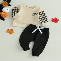 Thaisu Halloween Baby Boy Outfits, poklopac s dugim rukavima Pismo Ispis Dukserice + hlače Set
