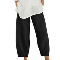Ljetne pantalone za žene Casual široke noge harem hlače pamučne platnene kapri hlače joga hlače elastične