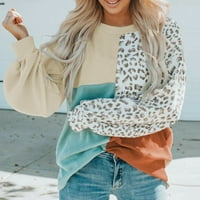 Cuhas ženske modne džempere za žene plus veličine Pulover casual pletene boje blok leopard dugih rukava