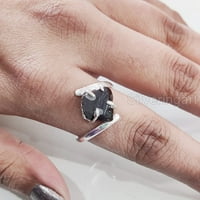 Prirodni Garnet prsten, grubi Garnet Gemstone prsten, Cross Prongster, sterling srebrna, ženski prsten,
