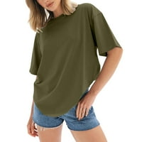 Dyfzdhu majica za žene prevelike majice Loop Fit Crewneck kratki rukav na vrhu Ljetna casual bluza Basic