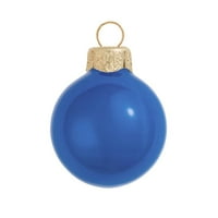 Whitehurst 2ct plavi biser završni stakleni božićni kuglični ukrasi 6