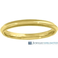 10k žuto zlato Unizno udobnost Fit Milgrain stil vjenčani prsten -6