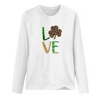 St. Patrick majice za žene dugih rukava majica Štampanje okrugle ovratnika s rukavom gornjem labavom