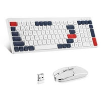 Urban punjiva bežična tastatura i miš, ključevi za čaj za mlijeko Puno veličine 2. GHZ i Bluetooth šarene tipkovnice, USB prijemnik Plug and Play, za telefonske prozore, MAC, PC, laptop