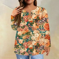 Strungten Women's Plus Veličina Moda Nova majica sa dugmetom Dugi rukavi Flower Print Casual Tops Ženske
