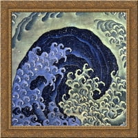 Ženen Weal Gold Ornate Wood Frammed Canvas Art by Katsushika Hokusai