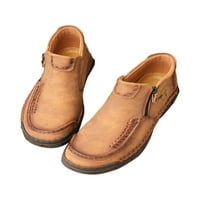 Daeful Men Casual cipela ručna kožna cipela Udobne cipele za gležnjeve Muške patentni patentni patentni