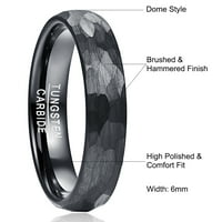 Unimirani volframovi prstenovi za unizne trake za vjenčanje crne brušene veličine 7-12
