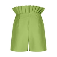 Finelylove ženske kratke hlače za ljetne kratke hlače za žene visoki struk Ples solidan zeleni XL