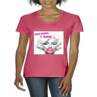 - Ženska majica s kratkim rukavima V-izrez - Marilyn Monroe